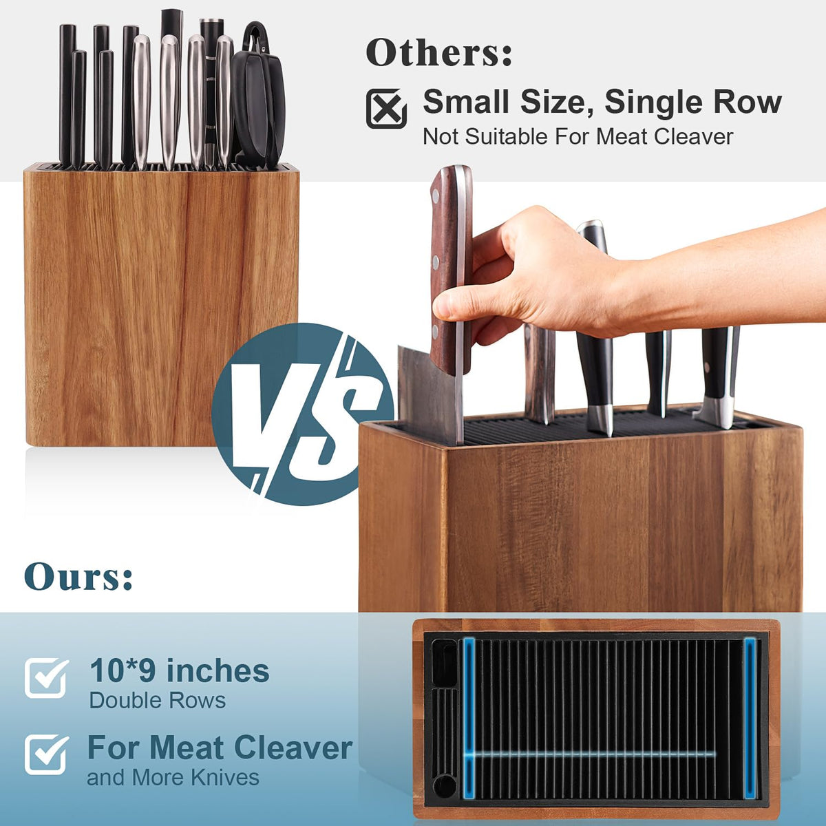 ENOKING XXL non-slip base keeps the block steady on counters for stable prep.