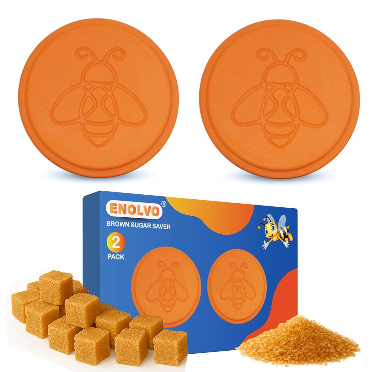 ENOLVO Terra Cotta Sugar Saver Disc keeps brown sugar moist for baking.