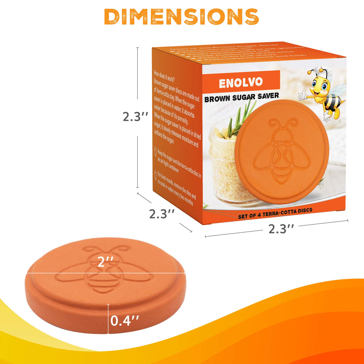 ENOLVO terracotta sugar saver disc preserves cookies, marshmallows and dried fruit freshness.