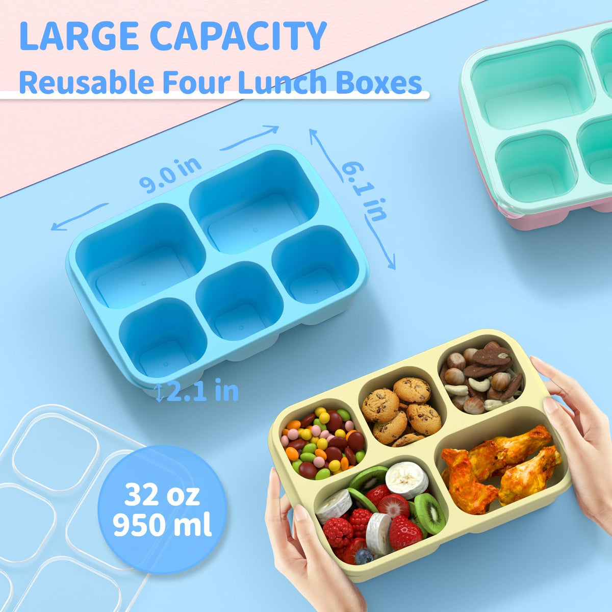 Enstphjoy bento box with 5 compartments keeps meals organized