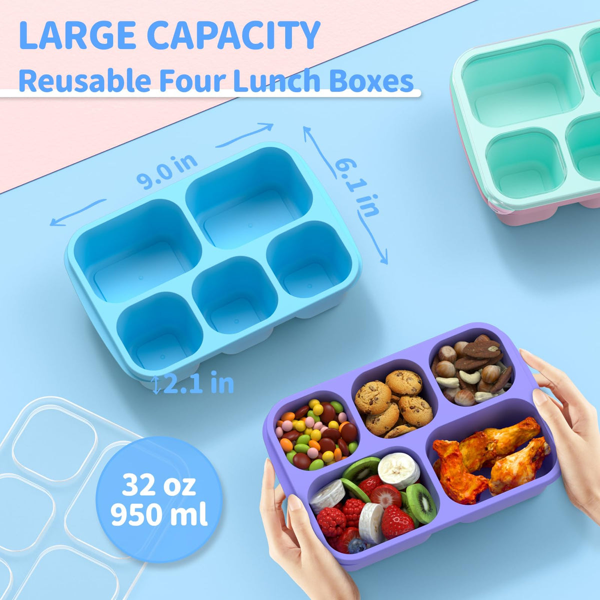 Enstphjoy Bento Box cat-ear lid facilitates easy opening for kids.