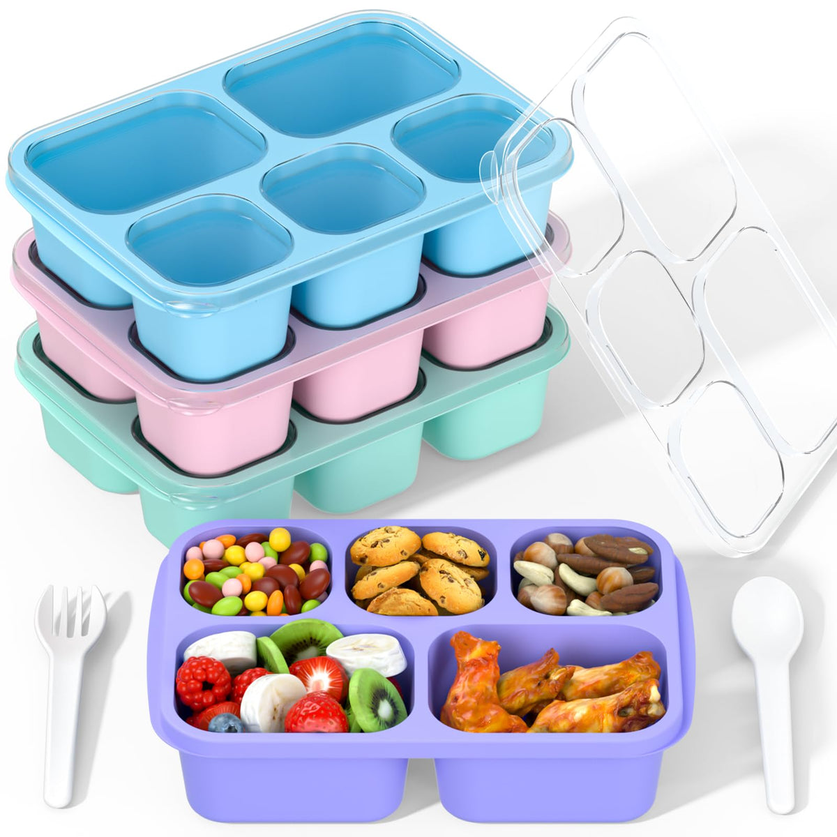 Enstphjoy Bento Box in four colors with stackable design for meals.