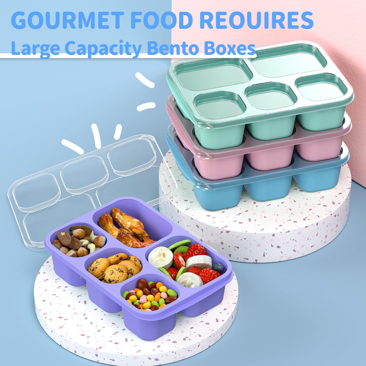 Enstphjoy Bento Box lid is transparent to view contents at a glance.