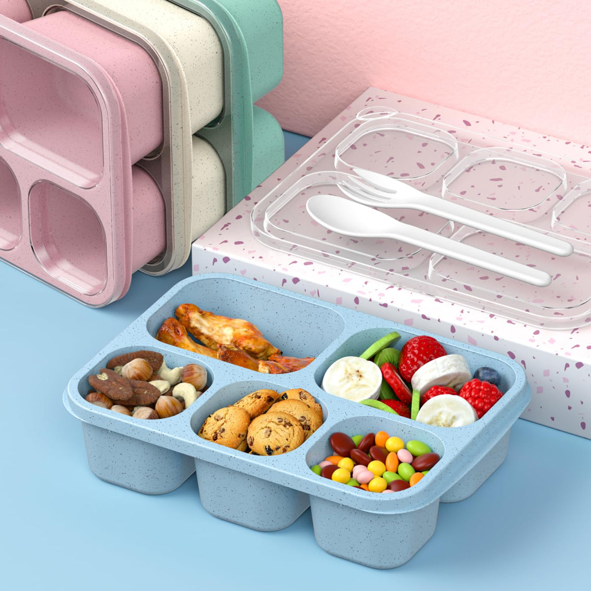Enstphjoy bento box transparent lid shows contents clearly.