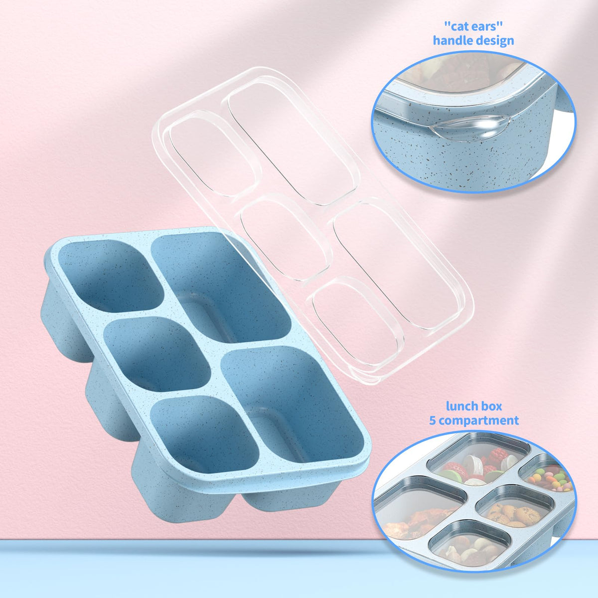 Enstphjoy five-compartment layout keeps meals organized.