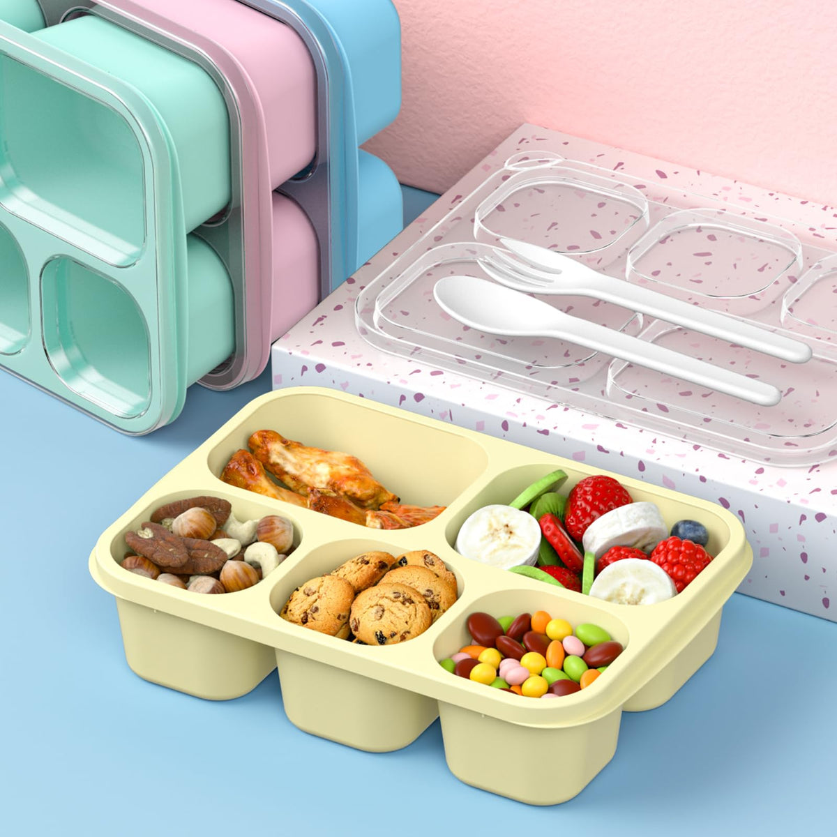 Enstphjoy lunchbox macaroon colors with transparent lid