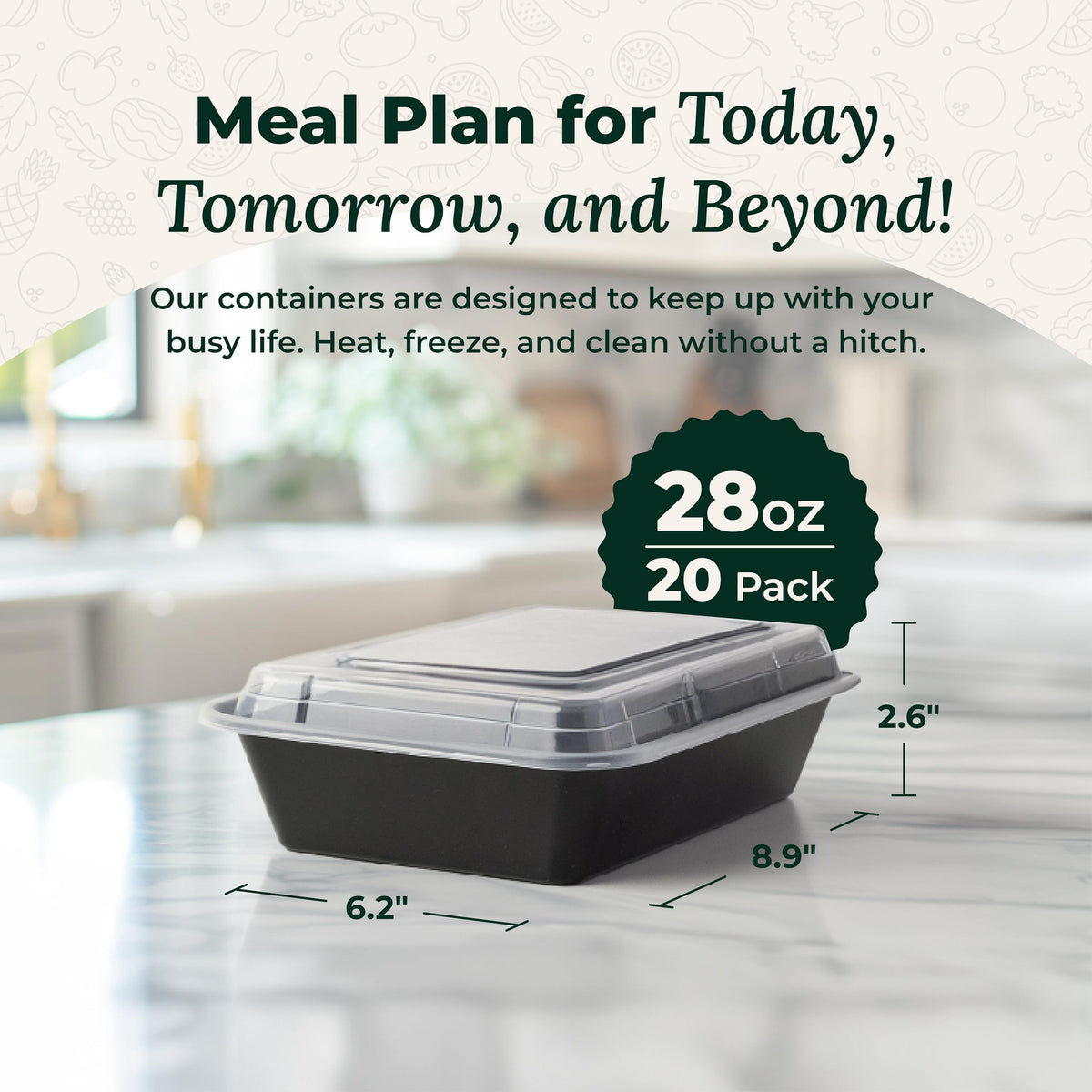 Enther BPA-free lid and stackable structure for easy storage.