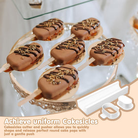 Entrirolly cakesicle-mold shapes uniform cakesicles with ease.