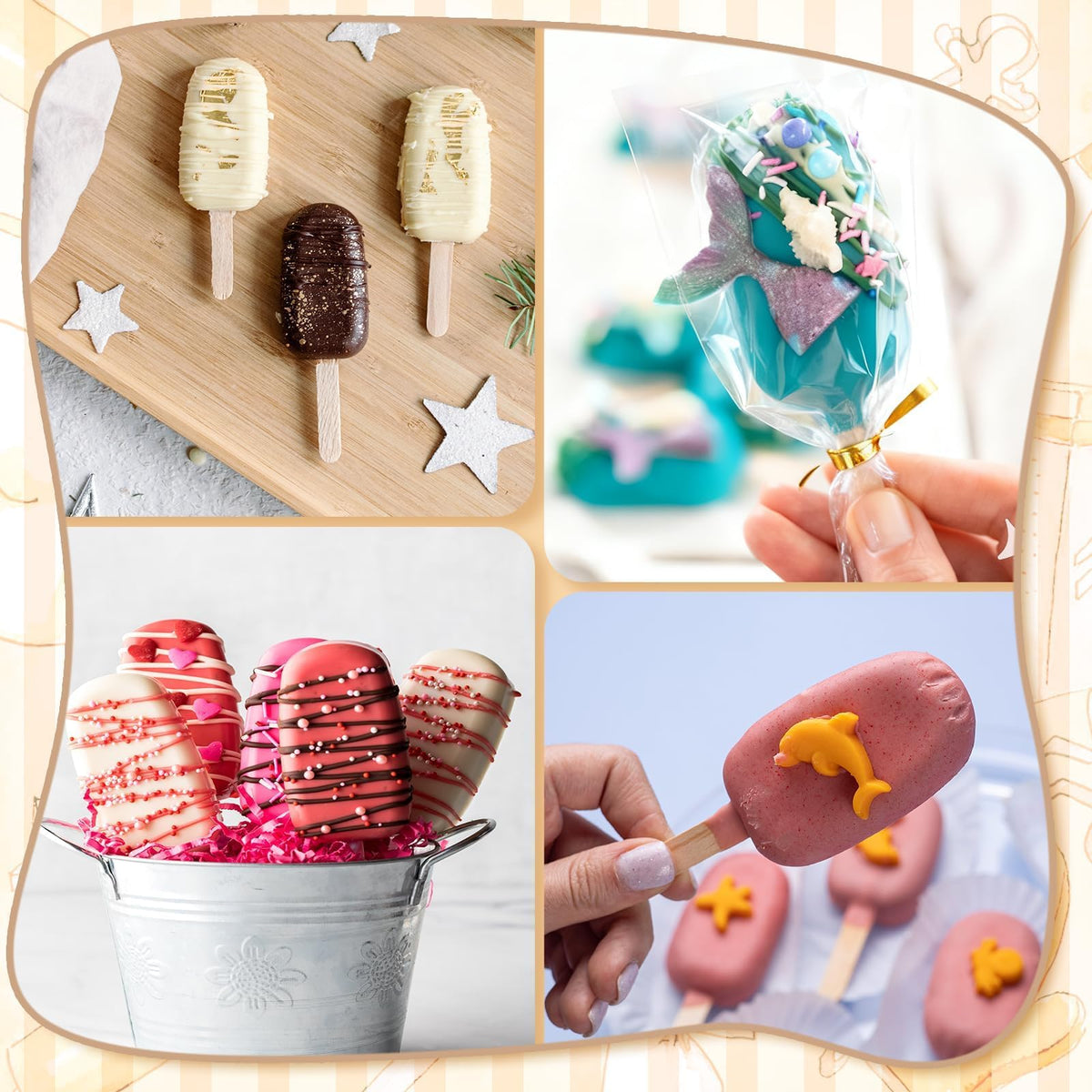 Entrirolly packaging-ties help secure finished treats neatly.