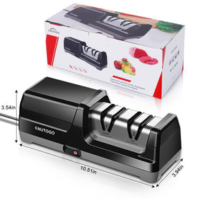Enutogo knife sharpener on/off switch for simple operation.