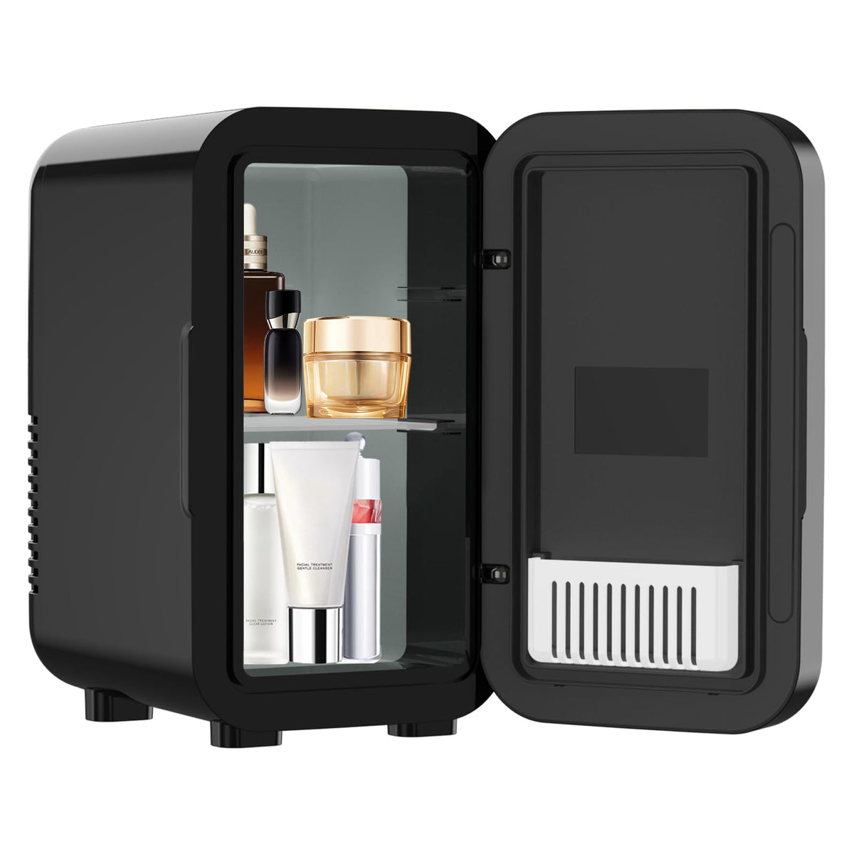 Enventor Mini Fridge fits on vanity, desk, or dashboard shelf