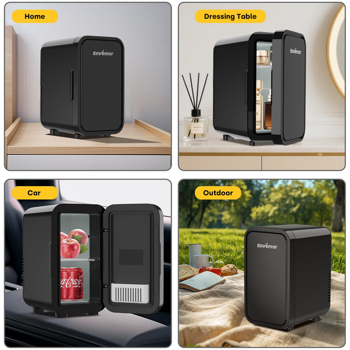 Enventor Mini Fridge whisper quiet operation suitable for bedroom or office