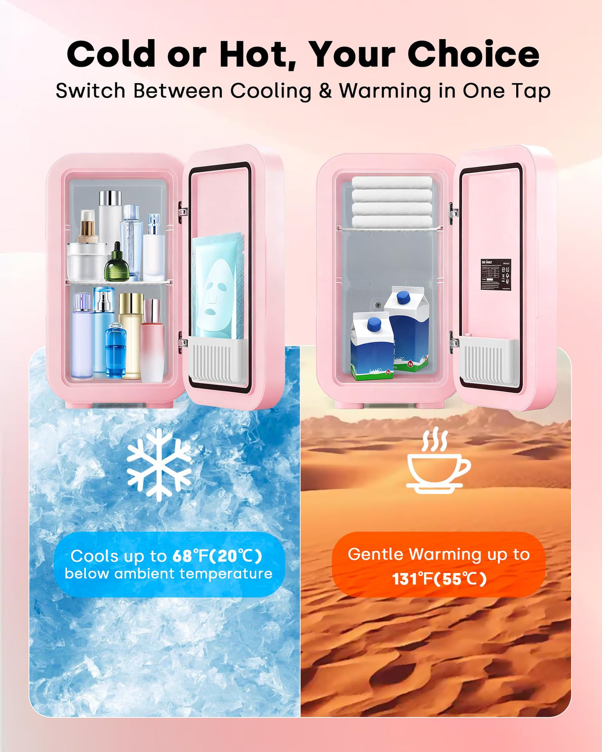 Enventor portable beauty fridge with AC and DC power for dorms and cars.