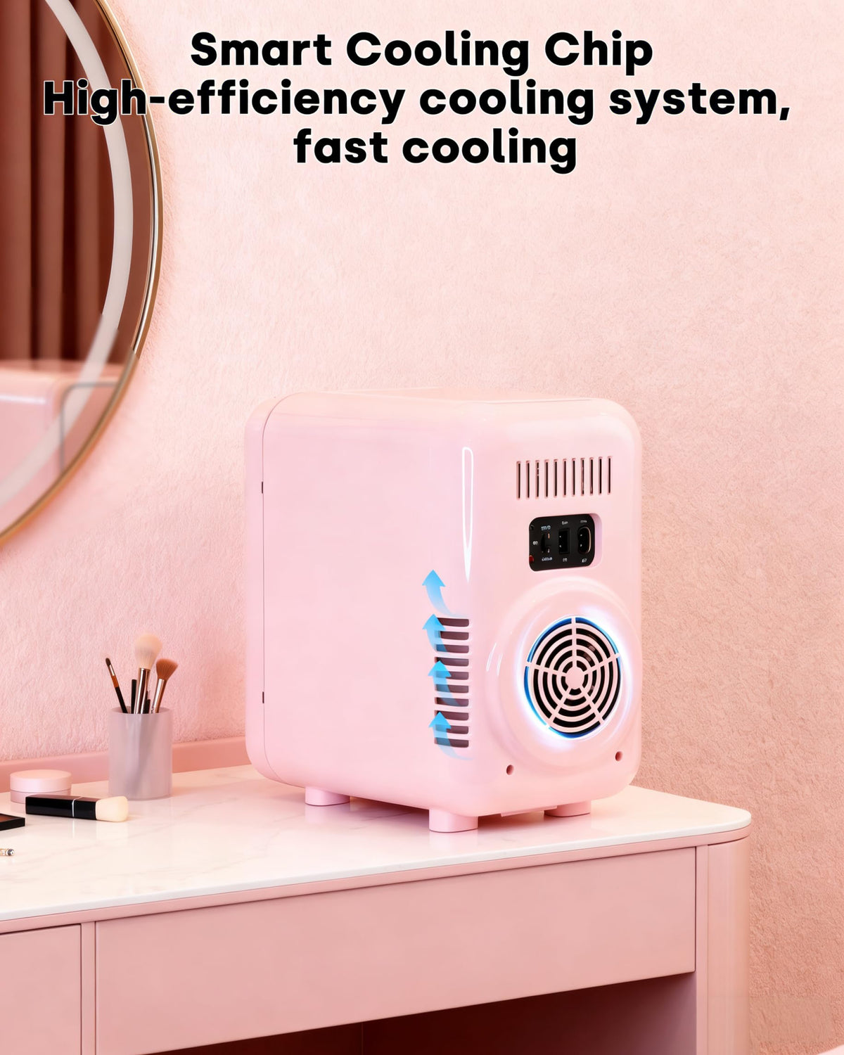 Enventor skincare fridge cooling and warming modes demonstrated for versatile storage.