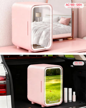 Enventor eco-friendly skincare fridge with freon-free cooling system.