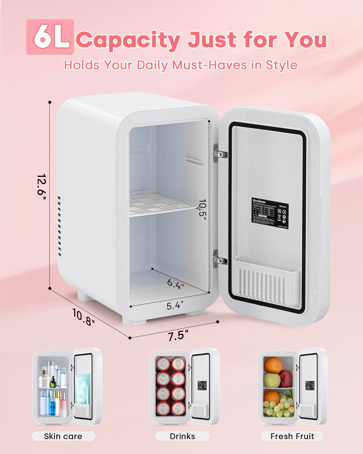 Enventor Mini Skincare Fridge portable design with carrying handle