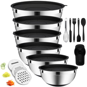 Envtek 20-piece mixing bowls with airtight lids for fresh prep and easy storage