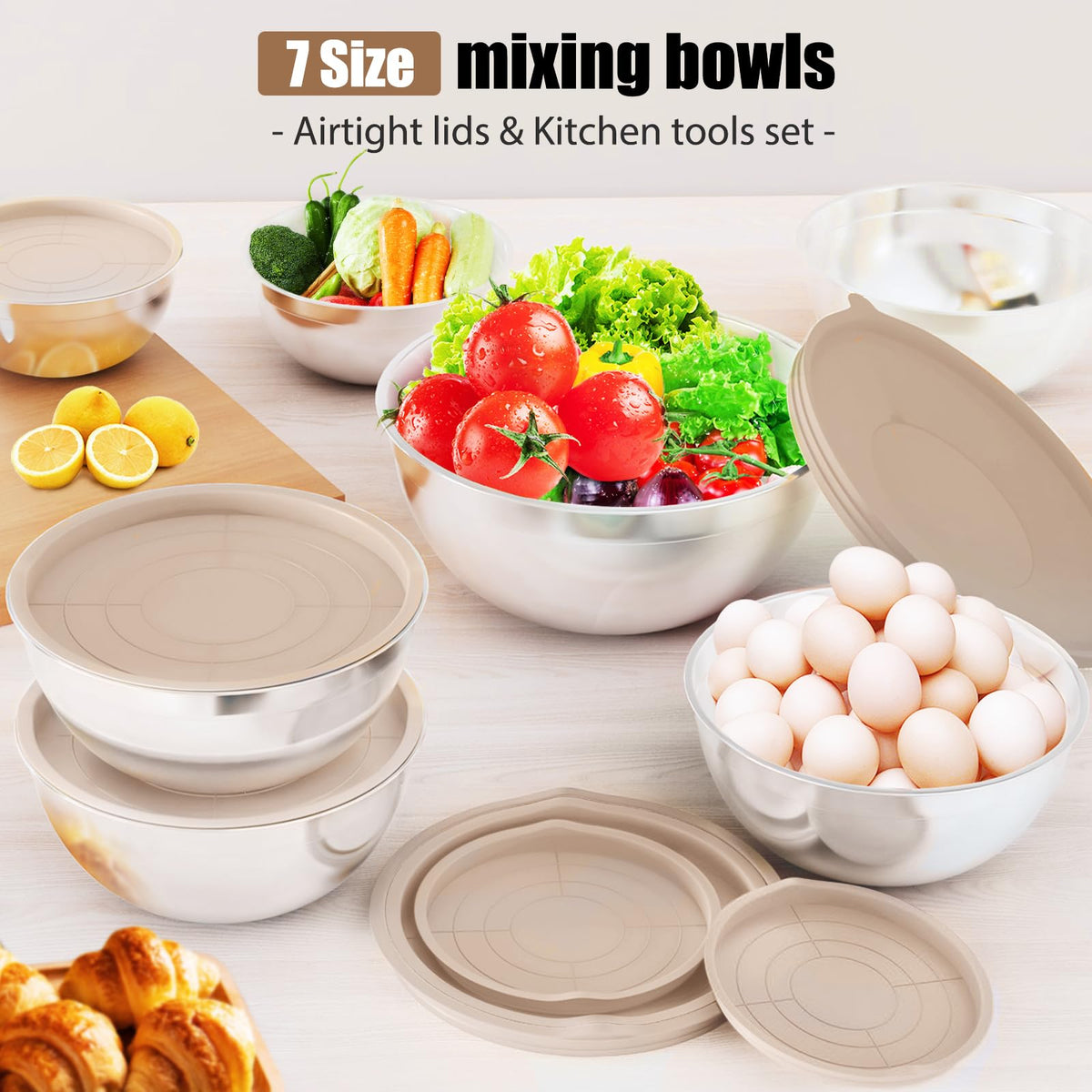 ENVTEK 4.5QT bowl with integrated grater attachments for quick grating.