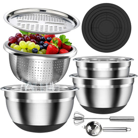ENVTEK stainless steel mixing bowls with lids for precise meal prep.