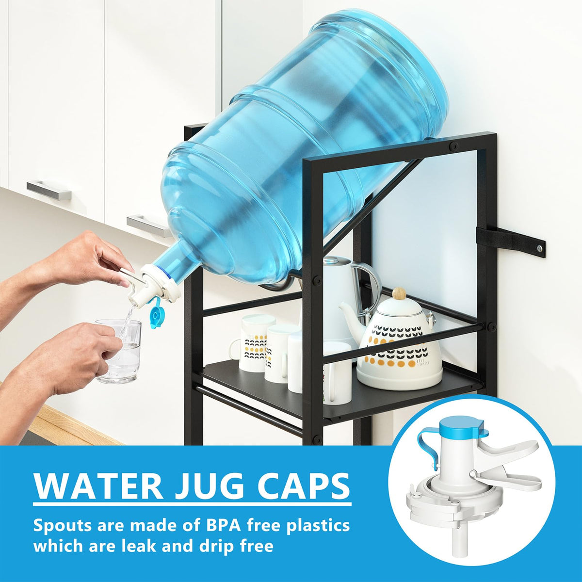 Eocnrhe water dispenser valve included close-up for easy pouring.