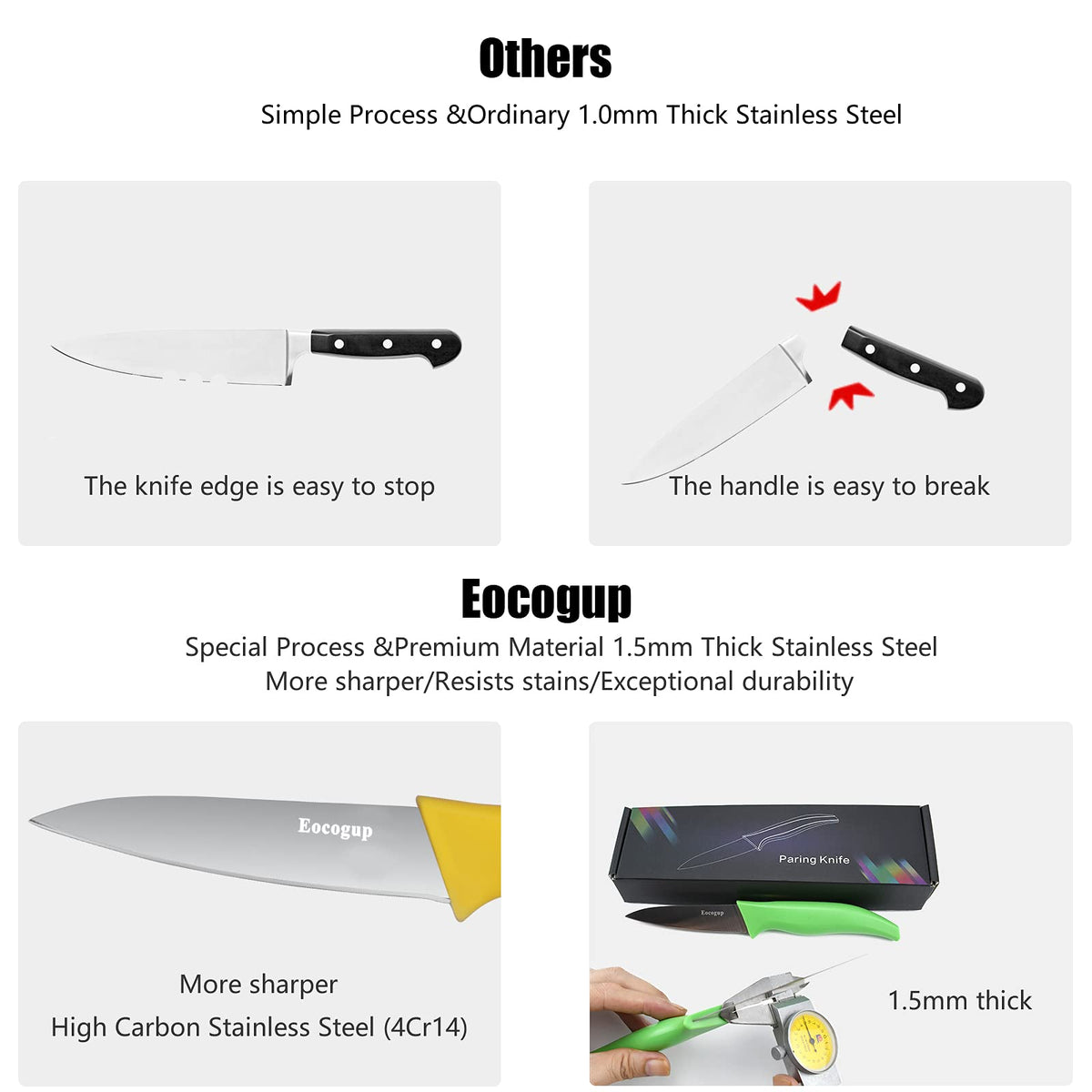 Eocogup paring knife peeling apple with smooth, efficient skin removal