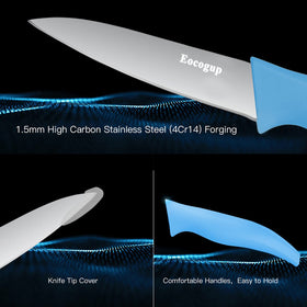 Eocogup paring knife with colorful handles for comfortable grip and quick task identification