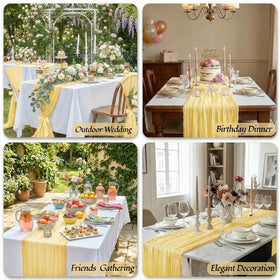 EOINBDTE bridal shower dining table with soft yellow runner