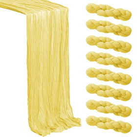 EOINBDTE light yellow cheesecloth table runner for weddings and events, front view