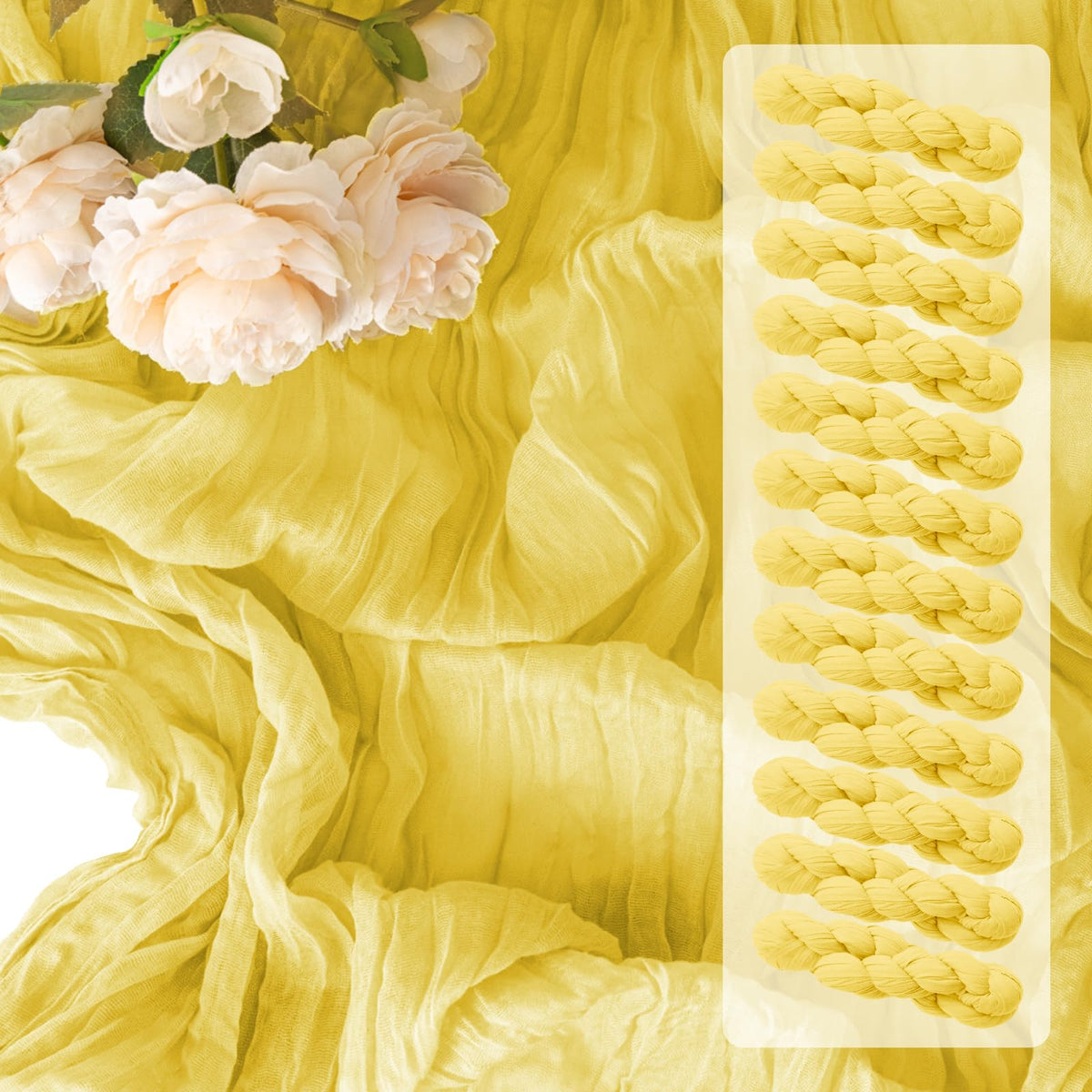 EOINBDTE light yellow 10ft table runner drape for weddings