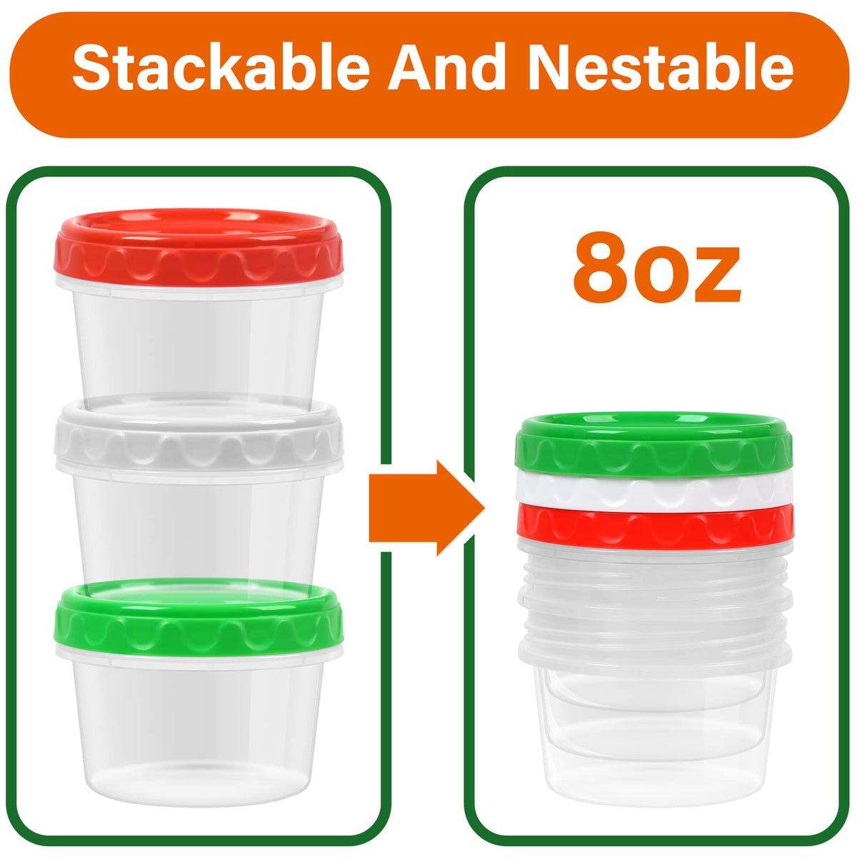 EONJOE airtight twist top lids keep foods fresh and prevent leaks.
