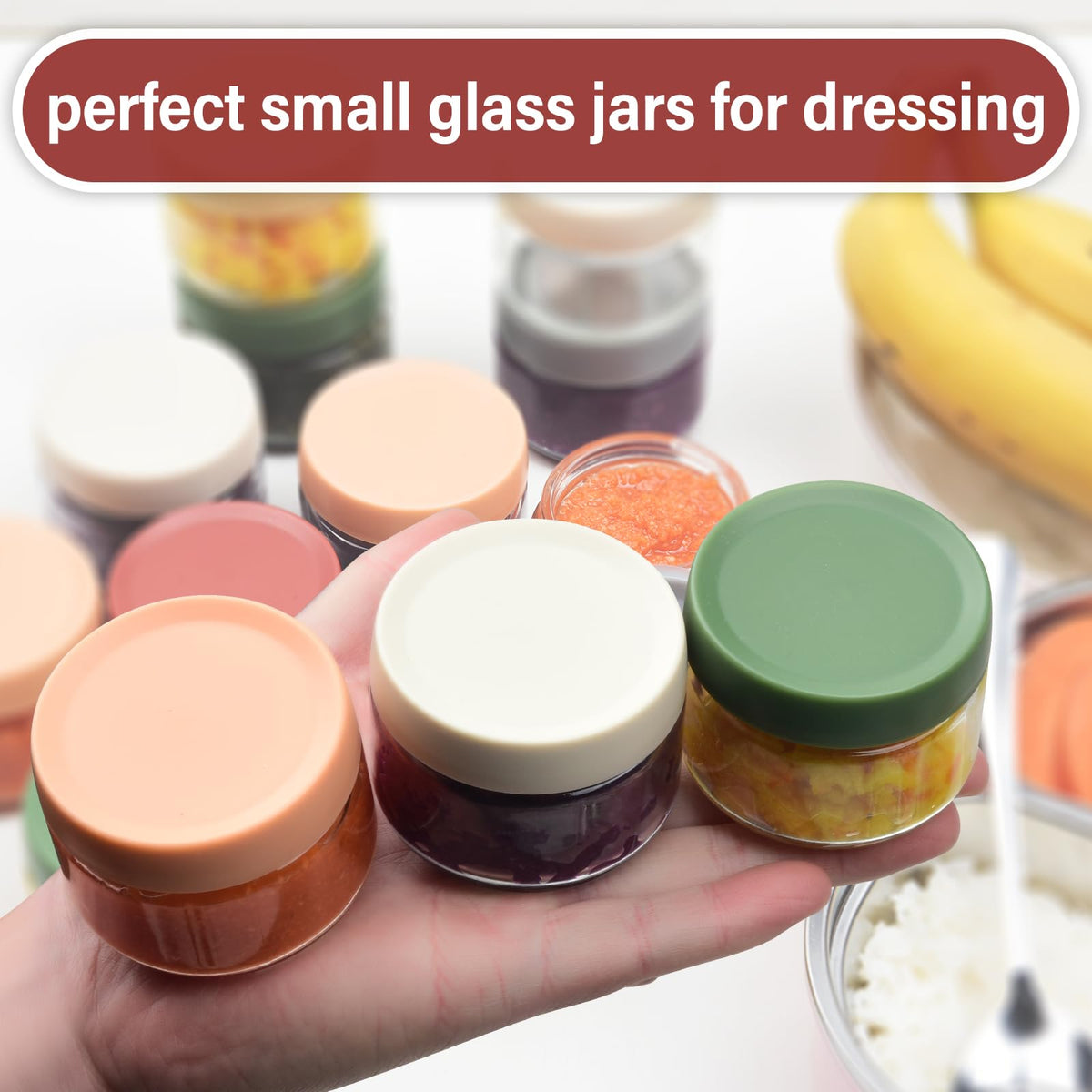 EONJOE color-lid stackable set for quick content ID in lunch boxes