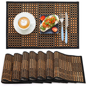 Eorbow bamboo placemats 8-pack, 18x12 inches, ideal for family dining.