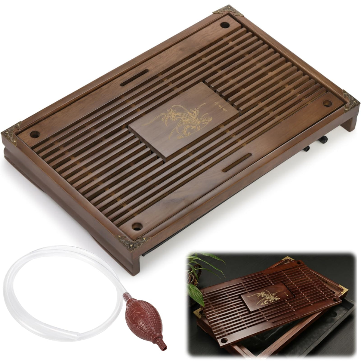 Eorbow wooden tea tray top view shows sturdy build and smooth finish