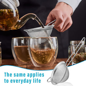 Epakh cone-shaped mesh keeps seeds and ice chips out of drinks.
