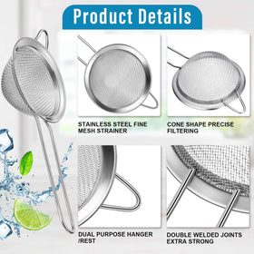 Epakh long-handle strainer enables easy pouring and secure grip.