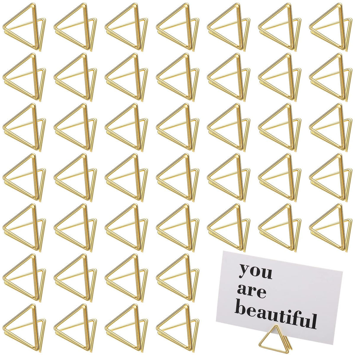 Epakh triangle gold place card holder clip for elegant weddings