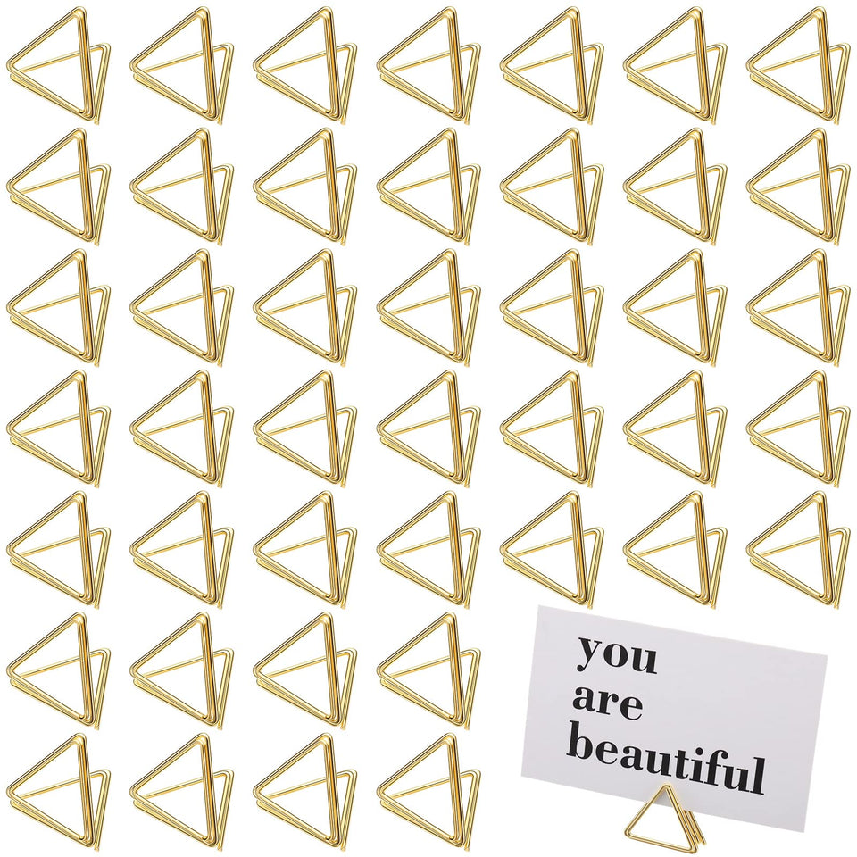 Epakh triangle gold place card holder clip for elegant weddings
