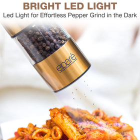 Eparé brass salt pepper mill stands 8.75 inches tall for convenient handling