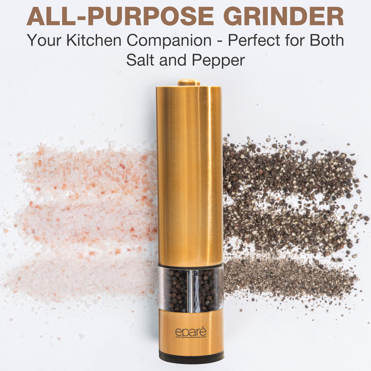 Eparé mill bottom rubber dust cap keeps spices fresh