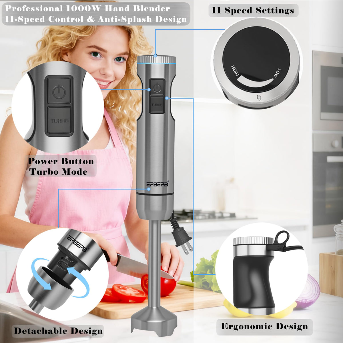 EPBEPB vegetable chopper attachments expand kitchen prep options