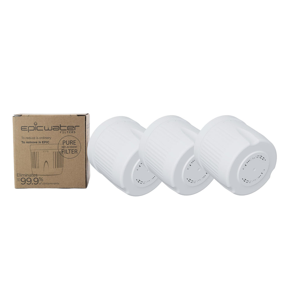 Epic Water Filters replacement filter for Epic Pure pitcher reduces contaminants for cleaner water.