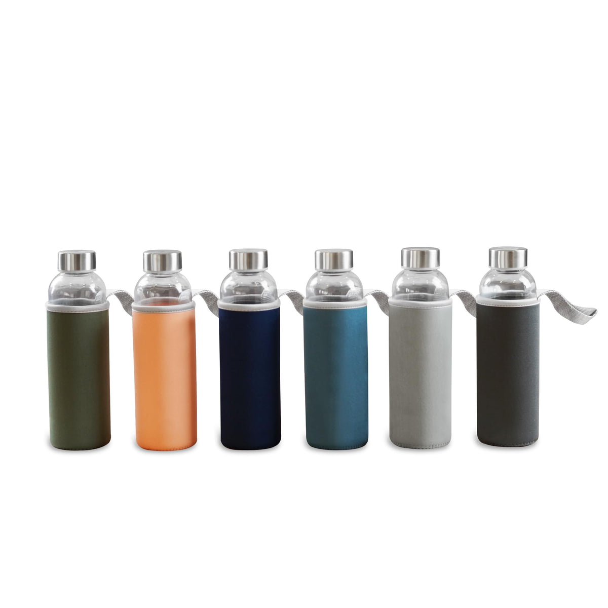 Epica glass bottle with stainless cap; leak-proof design for juice, water, and on-the-go.
