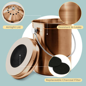 Epica countertop compost bin with active charcoal filter reduces odors.