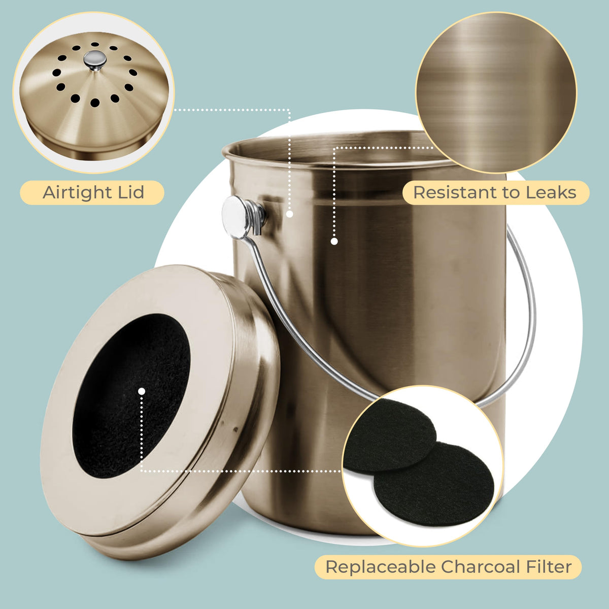 Epica carbon-filter inside the bin with replaceable design to reduce odors