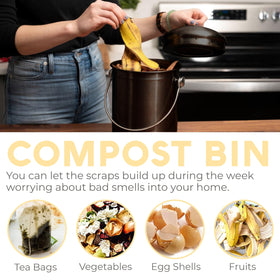 Epica countertop compost bin ideal for everyday kitchen scraps and recycling.