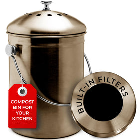 Epica countertop compost bin lid shows airtight seal for odor control on the counter