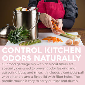 Epica stainless steel compost bin demonstrates durable, rust resistant surface