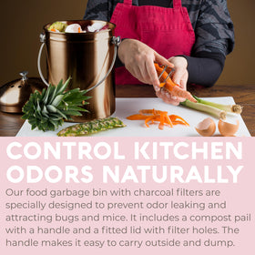 Epica stainless steel kitchen composter closeup highlighting durable build.