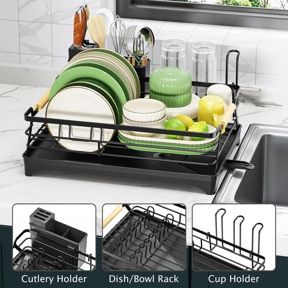 Epicano dish drying rack with rustproof coating resists rust and corrosion