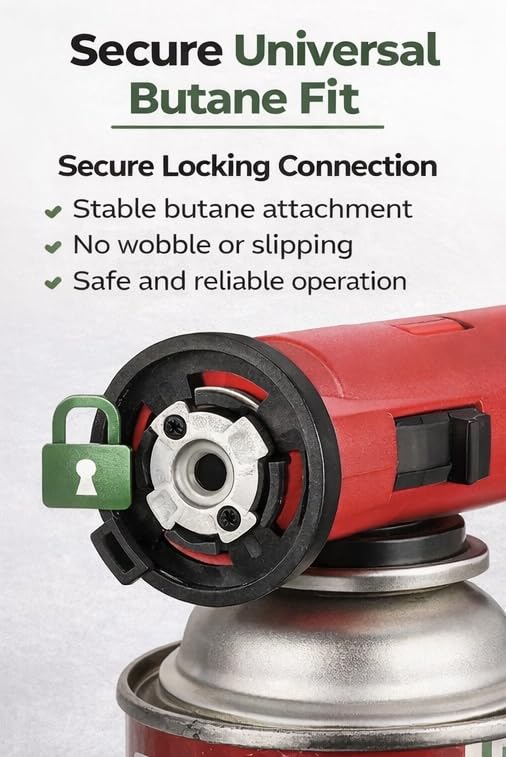 EpicCamp secure connection locks onto 8oz canisters for stable operation.